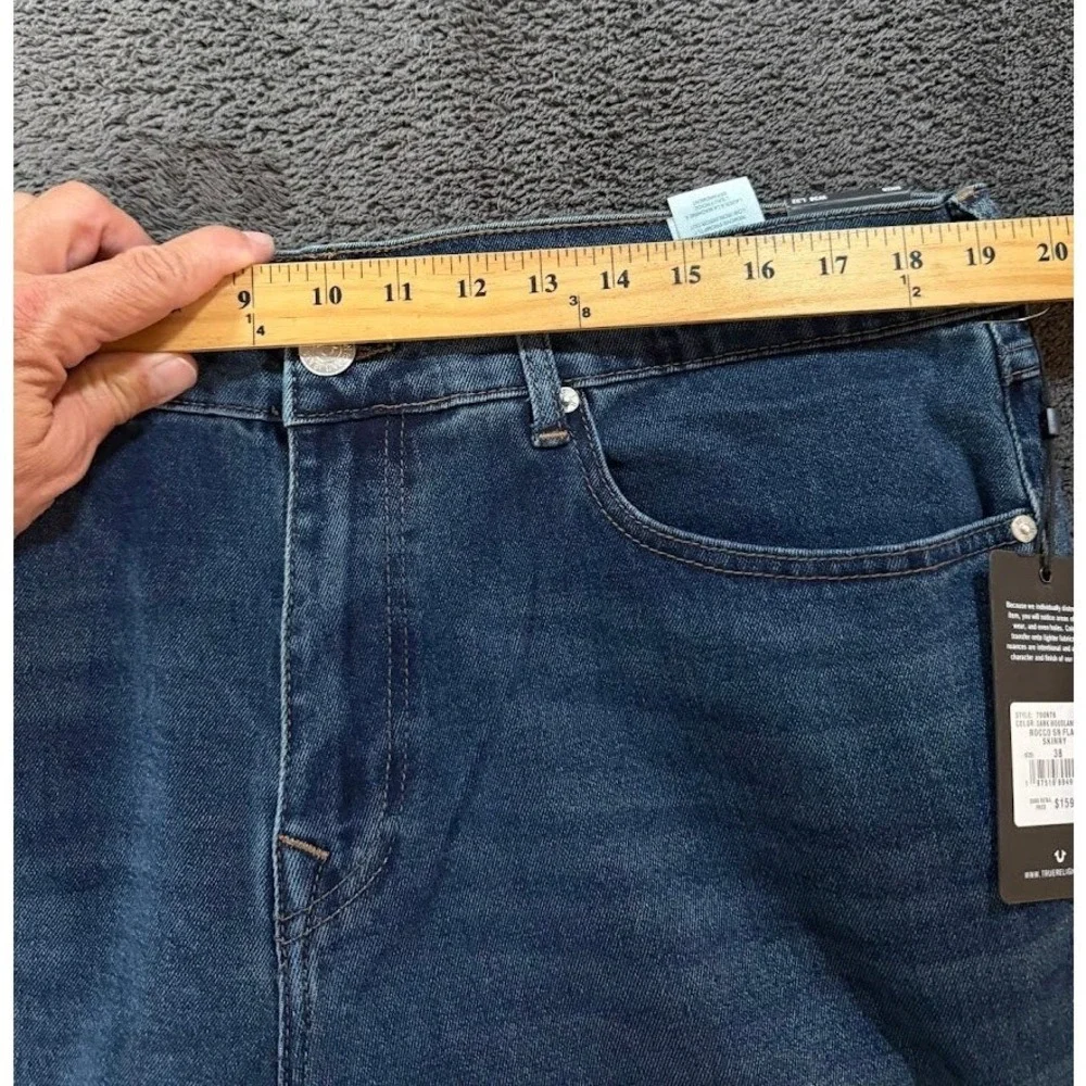 True Religion Mens Rocco Skinny Jeans Medium Wash Blue‎ Denim 38x32 Inseam NWT